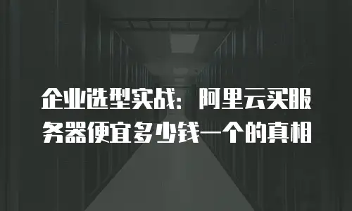 企业选型实战：阿里云买服务器便宜多少钱一个的真相