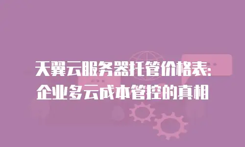 天翼云服务器托管价格表：企业多云成本管控的真相