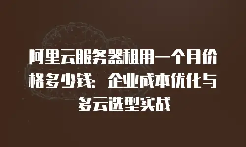 阿里云服务器租用一个月价格多少钱：企业成本优化与多云选型实战