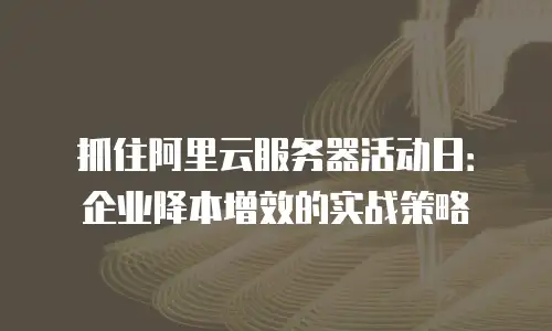 抓住阿里云服务器活动日：企业降本增效的实战策略