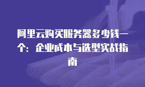 阿里云购买服务器多少钱一个：企业成本与选型实战指南