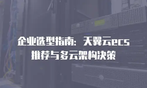 企业选型指南：天翼云ecs推荐与多云架构决策