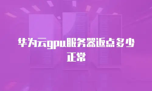 华为云gpu服务器返点多少正常