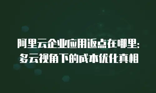 阿里云企业应用返点在哪里：多云视角下的成本优化真相