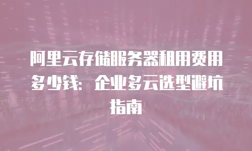 阿里云存储服务器租用费用多少钱：企业多云选型避坑指南