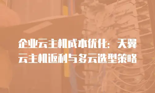 企业云主机成本优化：天翼云主机返利与多云选型策略