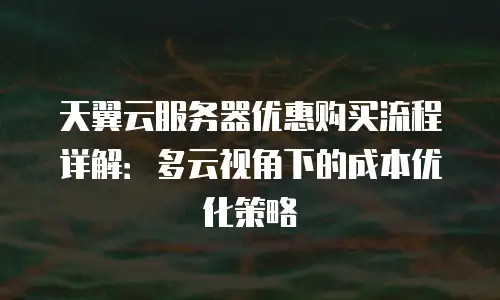 天翼云服务器优惠购买流程详解：多云视角下的成本优化策略