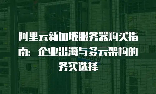 阿里云新加坡服务器购买指南：企业出海与多云架构的务实选择