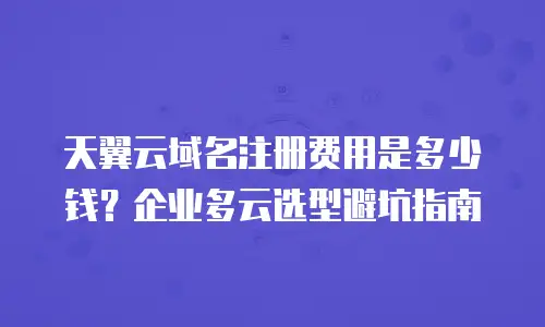 天翼云域名注册费用是多少钱？企业多云选型避坑指南