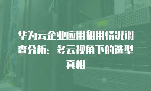 华为云企业应用租用情况调查分析：多云视角下的选型真相