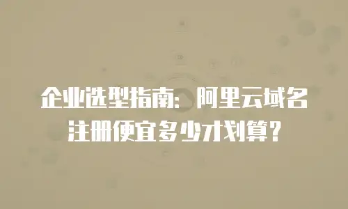 企业选型指南：阿里云域名注册便宜多少才划算？