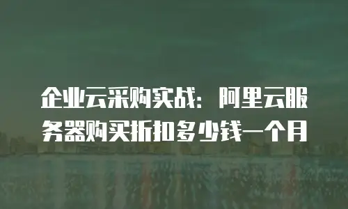 企业云采购实战：阿里云服务器购买折扣多少钱一个月