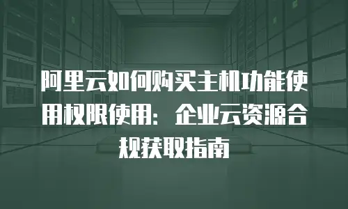阿里云如何购买主机功能使用权限使用：企业云资源合规获取指南