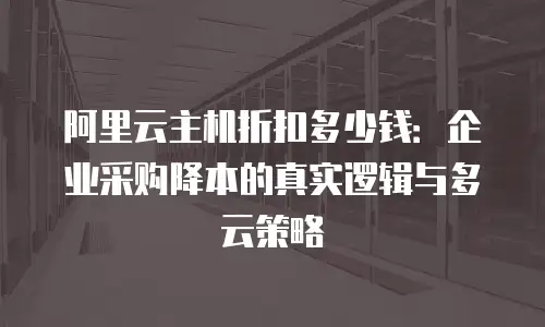 阿里云主机折扣多少钱：企业采购降本的真实逻辑与多云策略