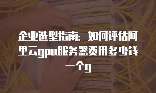 企业选型指南：如何评估阿里云gpu服务器费用多少钱一个g