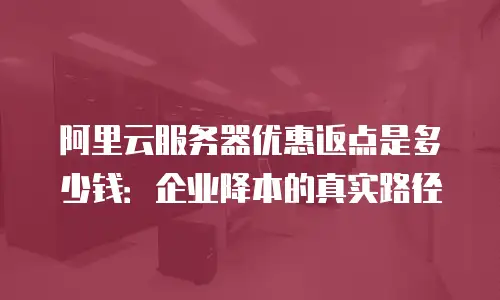 阿里云服务器优惠返点是多少钱：企业降本的真实路径