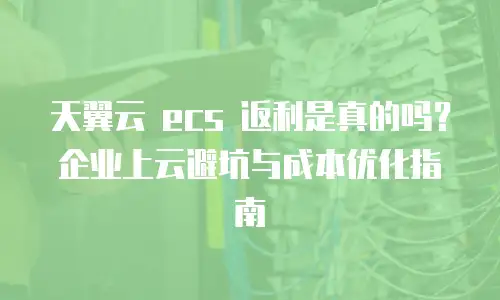 天翼云 ecs 返利是真的吗？企业上云避坑与成本优化指南