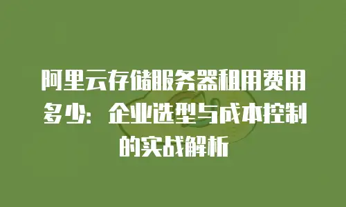 阿里云存储服务器租用费用多少：企业选型与成本控制的实战解析