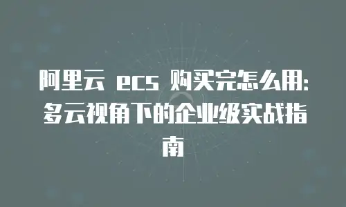 阿里云 ecs 购买完怎么用：多云视角下的企业级实战指南