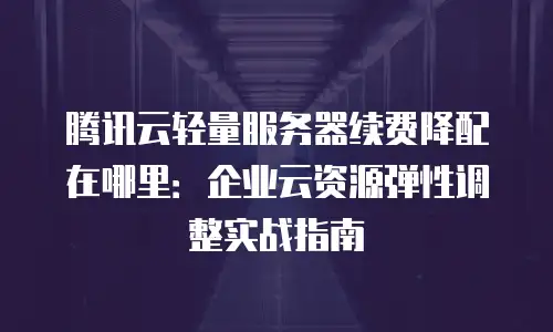 腾讯云轻量服务器续费降配在哪里：企业云资源弹性调整实战指南