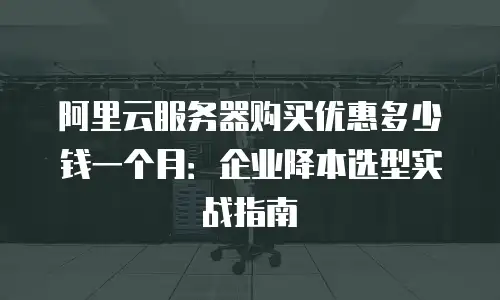阿里云服务器购买优惠多少钱一个月：企业降本选型实战指南