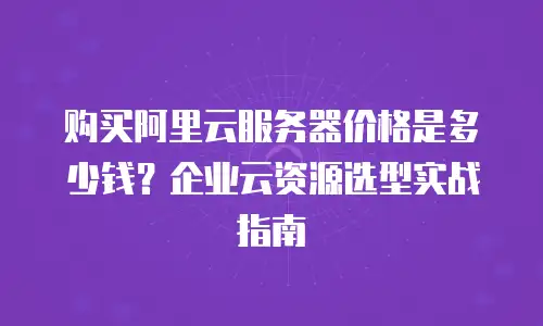 购买阿里云服务器价格是多少钱？企业云资源选型实战指南