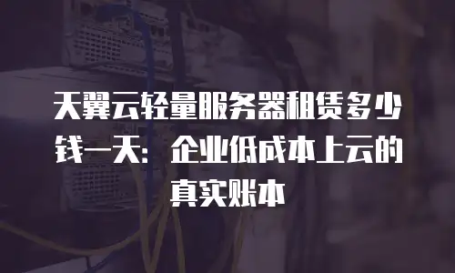 天翼云轻量服务器租赁多少钱一天：企业低成本上云的真实账本