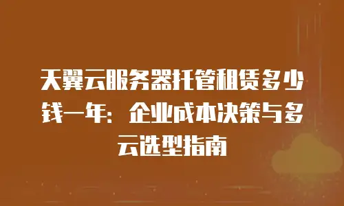 天翼云服务器托管租赁多少钱一年：企业成本决策与多云选型指南