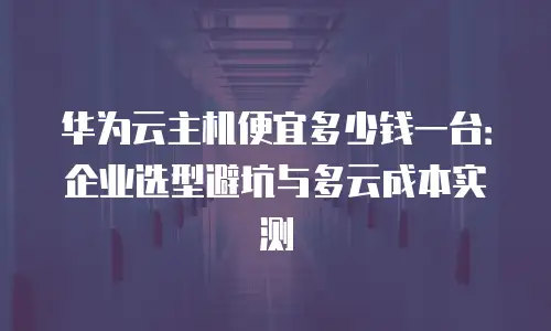 华为云主机便宜多少钱一台：企业选型避坑与多云成本实测