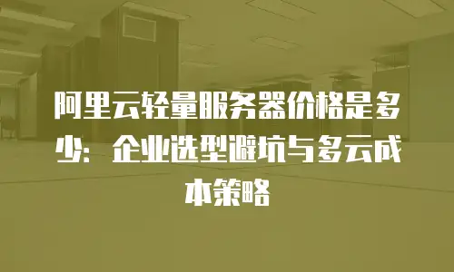 阿里云轻量服务器价格是多少：企业选型避坑与多云成本策略