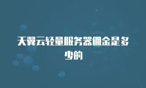 天翼云轻量服务器佣金是多少的