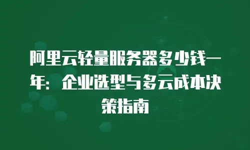 阿里云轻量服务器多少钱一年：企业选型与多云成本决策指南