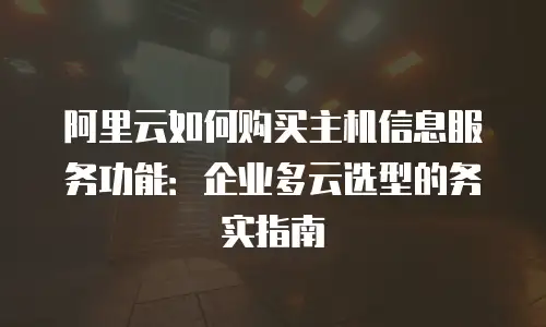 阿里云如何购买主机信息服务功能：企业多云选型的务实指南