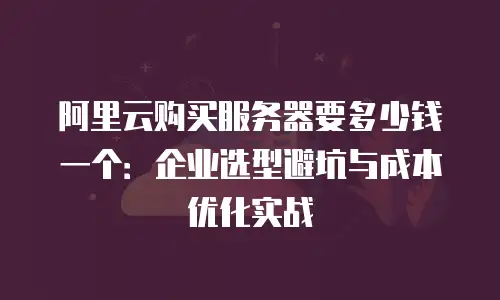 阿里云购买服务器要多少钱一个：企业选型避坑与成本优化实战