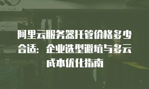 阿里云服务器托管价格多少合适：企业选型避坑与多云成本优化指南
