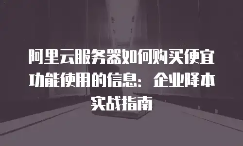 阿里云服务器如何购买便宜功能使用的信息：企业降本实战指南