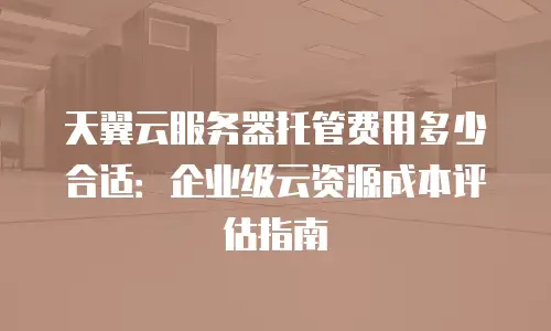 天翼云服务器托管费用多少合适：企业级云资源成本评估指南