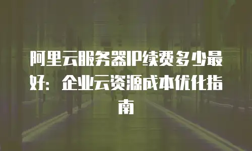 阿里云服务器IP续费多少最好：企业云资源成本优化指南