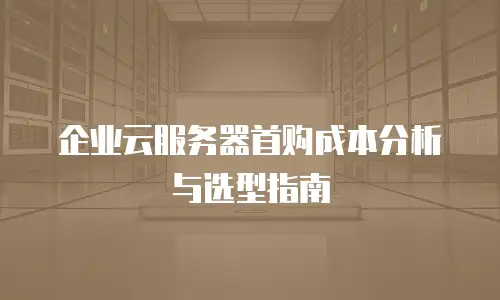 企业云服务器首购成本分析与选型指南