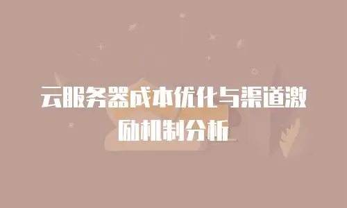 云服务器成本优化与渠道激励机制分析