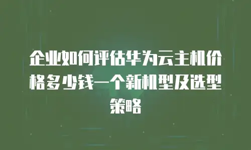 企业如何评估华为云主机价格多少钱一个新机型及选型策略