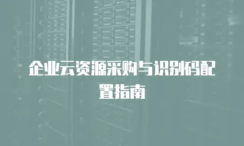 企业云资源采购与识别码配置指南