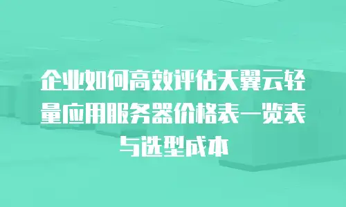企业如何高效评估天翼云轻量应用服务器价格表一览表与选型成本