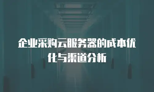 企业采购云服务器的成本优化与渠道分析