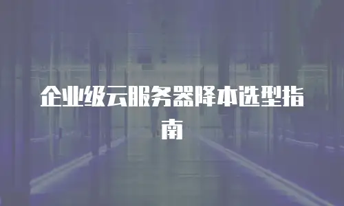 企业级云服务器降本选型指南