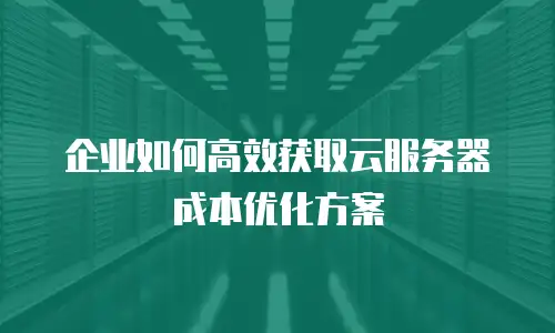 企业如何高效获取云服务器成本优化方案