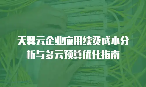 天翼云企业应用续费成本分析与多云预算优化指南