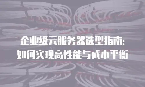 企业级云服务器选型指南：如何实现高性能与成本平衡