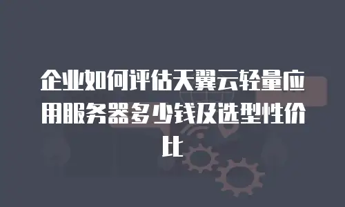 企业如何评估天翼云轻量应用服务器多少钱及选型性价比