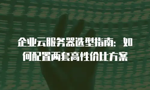 企业云服务器选型指南：如何配置两套高性价比方案